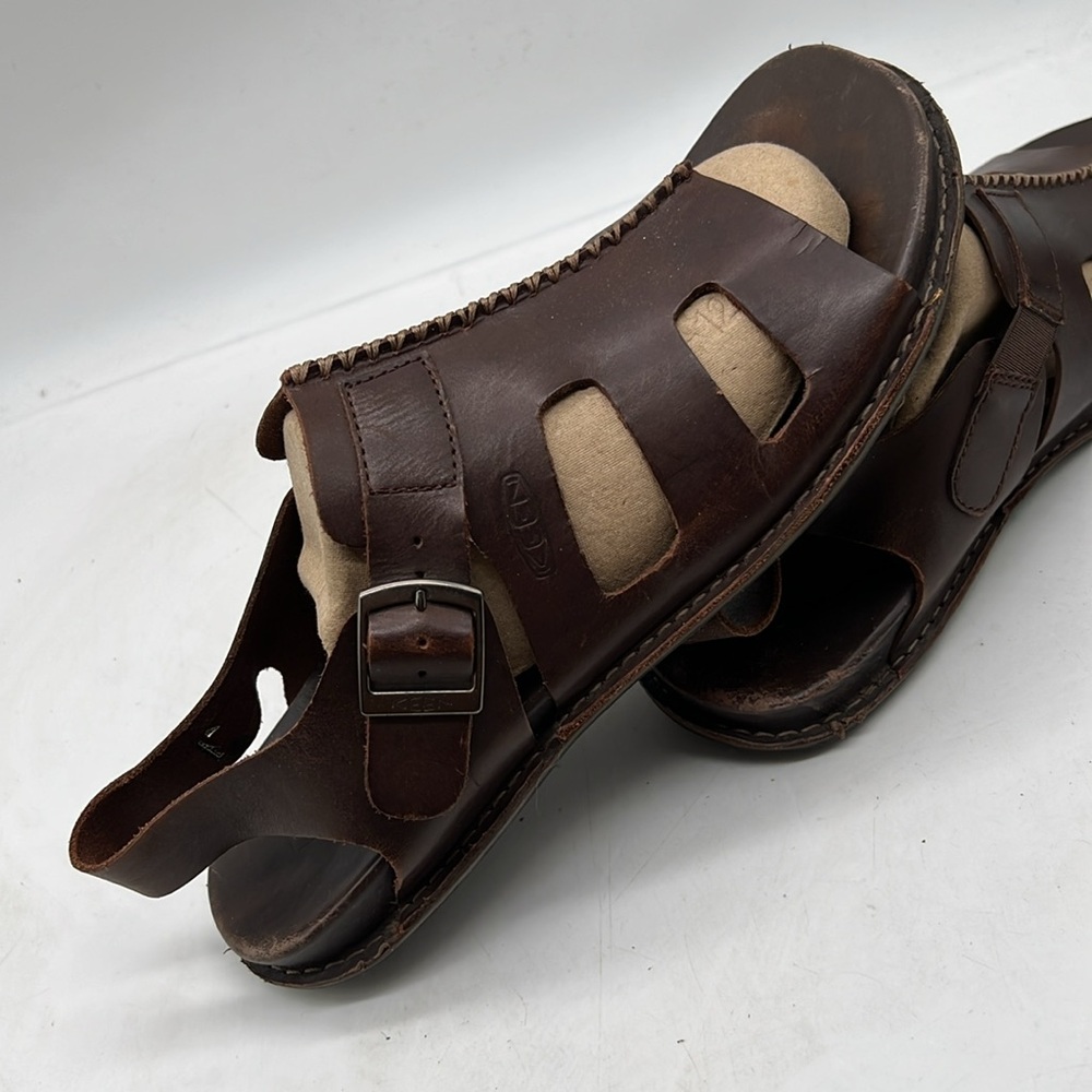 KEEN Alman Dark Brown Leather Buckle Strap Sandals 1010315 Mens 11.5 - Picture 6 of 9